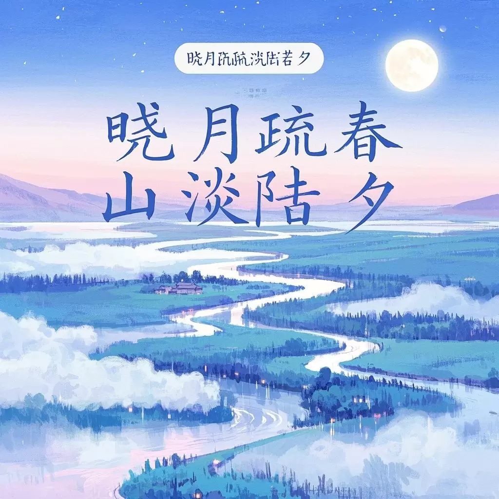 晓月疏疏春山淡陆若夕